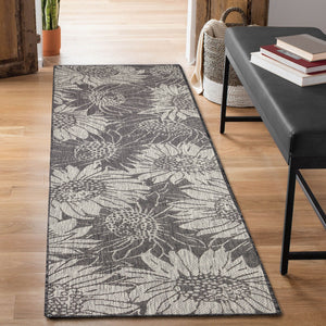 Trans Ocean Liora Manne Carmel Sunflower Field Area Rug - Transitional Botanical Design For Indoor & Outdoor Spaces Black Polypropylene,Polyester Crer5848348