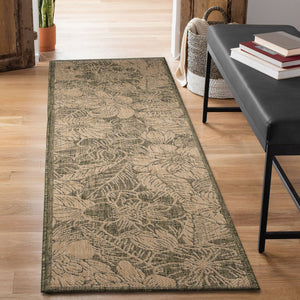 Trans Ocean Liora Manne Carmel Botanical Indoor/Outdoor Area Rug - Elegant Tropical Floral Design For Any Space Green Polypropylene,Polyester Crer8849106