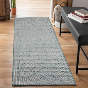 Trans Ocean Liora Manne Carmel Pyramid Indoor/Outdoor Area Rug - Contemporary Geometric Design For Stylish Spaces Blue Polypropylene,Polyester Crer8849604