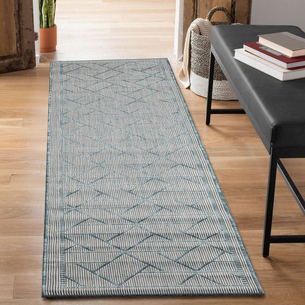 Trans Ocean Liora Manne Carmel Pyramid Indoor/Outdoor Area Rug - Contemporary Geometric Design For Stylish Spaces Blue Polypropylene,Polyester Crer8849604