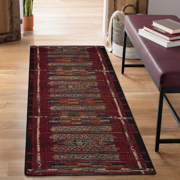 Trans Ocean Liora Manne Esencia Tribal Stripe Indoor/Outdoor Mat - Vibrant Southwestern Design For Any Space Red Polypropylene,Polyester Ecnr5805724