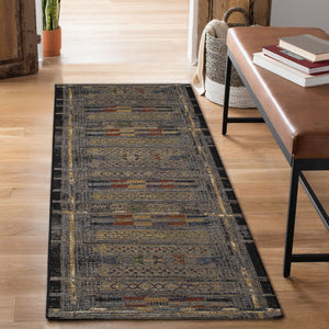 Trans Ocean Liora Manne Esencia Tribal Stripe Indoor/Outdoor Mat - Vibrant Southwestern Design For Any Space Black Polypropylene,Polyester Ecnr5805748