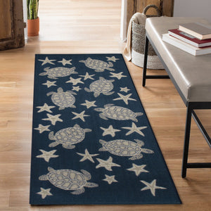 Trans Ocean Liora Manne Esencia Turtle And Stars Indoor/Outdoor Mat – Vibrant Coastal Design For Any Space Navy Polypropylene,Polyester Ecnr5957633