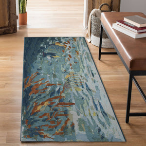 Trans Ocean Liora Manne Esencia Fantasea Indoor/Outdoor Non-slip Mat With Vibrant Coastal Underwater Design Blue Polypropylene,Polyester Ecnr5957904