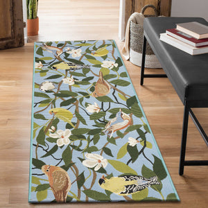Trans Ocean Liora Manne Esencia Floral Finches Indoor/Outdoor Non-slip Mat - Vibrant Garden Bird Design Blue Polypropylene,Polyester Ecnr5970803