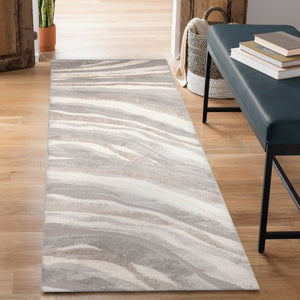 Trans Ocean Liora Manne Fiord Wave Indoor Area Rug – Contemporary Geometric Design In Soft Earth Tones Gold Polyester Fidr8632309