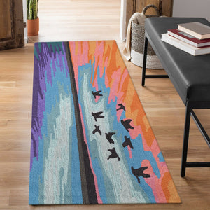 Trans Ocean Liora Frontporch Flock Indoor/Outdoor Rug - Whimsical Bird Design For A Charming Home Accent Blue Polyester,Acrylic Ftpr5457203