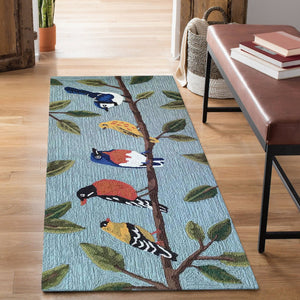 Trans Ocean Liora Manne Frontporch Indoor/Outdoor Rug - Charming Birds On Branch Design For Any Space Blue Polyester,Acrylic Ftpr5467103