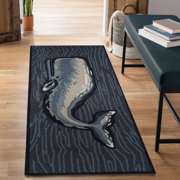 Trans Ocean Liora Manne Frontporch Whale Indoor/Outdoor Mat - Stunning Coastal Design For Modern Spaces Blue Polyester,Acrylic Ftpr5471804