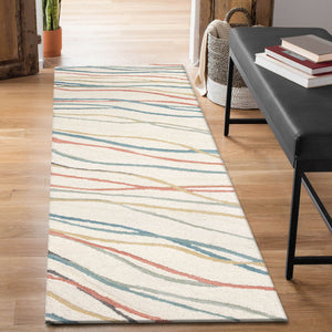 Trans Ocean Liora Manne Horizon Ribbons Indoor Area Rug - Hand Tufted Wool With Contemporary Wave Design Ivory Wool Pile Hrnr8786523