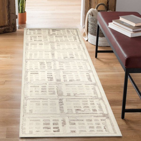 Trans Ocean Liora Manne Madison Indoor Area Rug - Hand-tufted Wool, Stylish Geometric Design, 2' X 7'6" Natural Wool Mair8956112