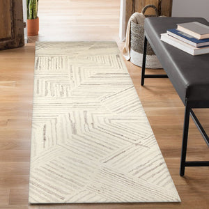 Trans Ocean Liora Manne Madison Modern Area Rug - Hand-tufted Wool, Geometric Design, 2' X 7'6" Accent Piece Natural Wool Mair8956212