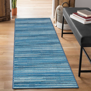Trans Ocean Liora Manne Marina Stripes Area Rug - Stylish Indoor/Outdoor Geometric Design For Every Space Blue Polypropylene,Polyester Mnar8805203
