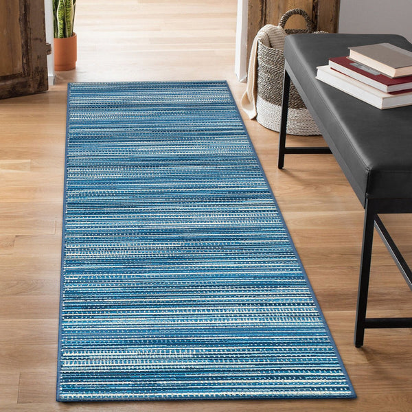 Trans Ocean Liora Manne Marina Stripes Area Rug - Stylish Indoor/Outdoor Geometric Design For Every Space Blue Polypropylene,Polyester Mnar8805203