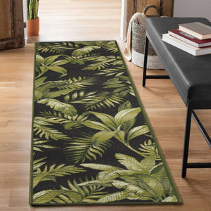 Trans Ocean Liora Marina Jungle Leaves Indoor/Outdoor Area Rug - Contemporary Botanical Design For All Spaces Black Polypropylene,Polyester Mnar8811548