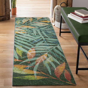 Trans Ocean Liora Manne Marina Leaves Area Rug - Vibrant Tropical Design For Indoor/Outdoor Spaces, 4'10" X 7'6" Blue Polypropylene,Polyester Mnar8818703