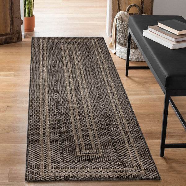 Trans Ocean Liora Manne Monaco Multi Border Area Rug - Stylish Indoor/Outdoor Design For Elegant Spaces Black Polypropylene Mocr8628048