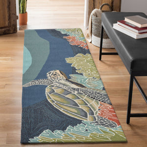 Trans Ocean Liora Manne Ravella Akumal Indoor/Outdoor Area Rug - Coastal Turtle Design For Vibrant Spaces Blue Polypropylene,Acrylic Rvlr8225704