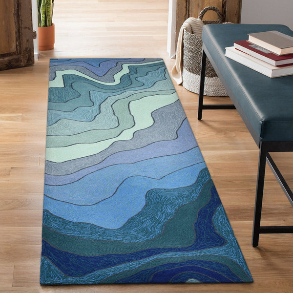 Trans Ocean Liora Manne Ravella Mykonos Indoor/Outdoor Area Rug - Coastal Contemporary Design For Any Space Blue Polypropylene,Acrylic Rvlr8226703