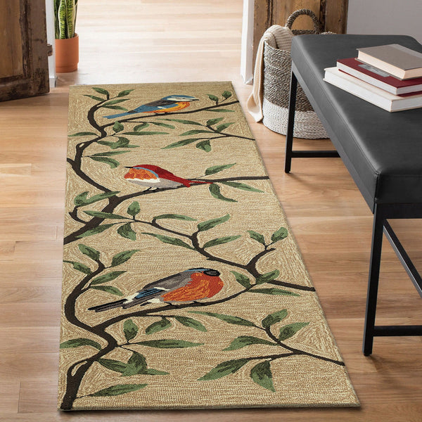 Trans Ocean Liora Manne Ravella Birds On Branches Indoor/Outdoor Area Rug - Whimsical Garden Decor Piece Natural Polypropylene,Acrylic Rvlr8227012