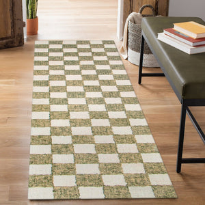Trans Ocean Liora Manne Savannah Indoor Hand-tufted Wool Area Rug – Elegant Checkerboard Design For Modern Homes Sage Wool Pile Svhr8951316