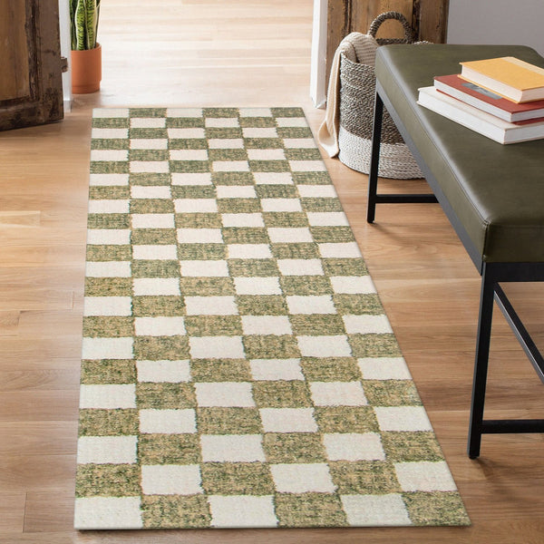 Trans Ocean Liora Manne Savannah Indoor Hand-tufted Wool Area Rug – Elegant Checkerboard Design For Modern Homes Sage Wool Pile Svhr8951316