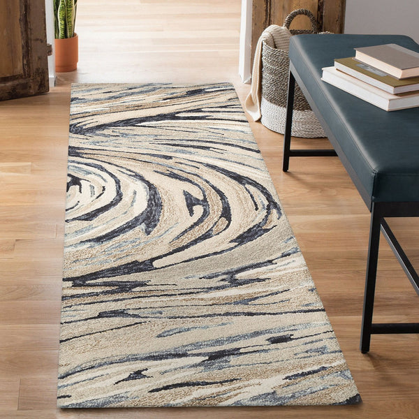 Trans Ocean Liora Manne Savoy Big Wave Indoor Area Rug - Hand-tufted Wool With Contemporary Ocean Design Blue Wool Svyr8687003