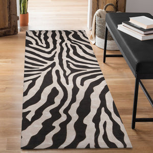 Trans Ocean Liora Manne Visions I Zebra Indoor/Outdoor Handmade Pillow - Stylish Graphic Animal Print Accent Black Polyester Vafr8304348