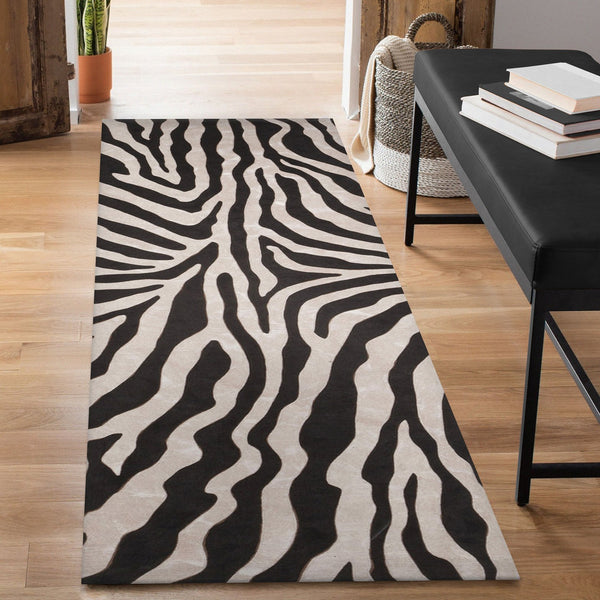 Trans Ocean Liora Manne Visions I Zebra Indoor/Outdoor Handmade Pillow - Stylish Graphic Animal Print Accent Black Polyester Vafr8304348