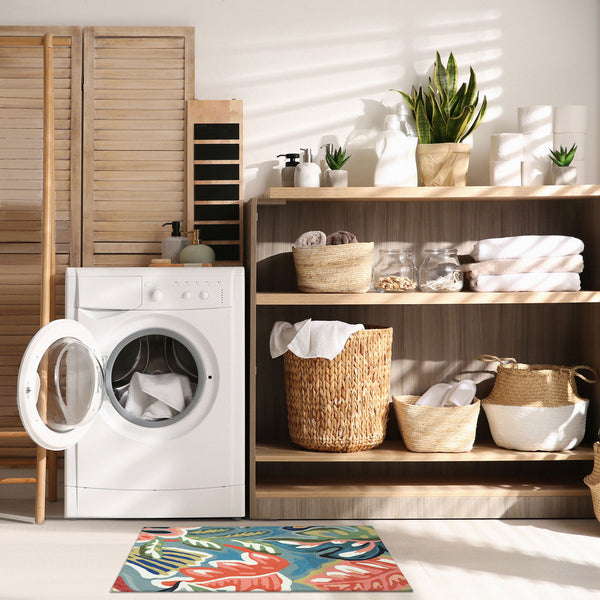 Trans Ocean Liora Manne Capri Indoor/Outdoor Rug - Vibrant Floral Geometric Design For Stylish Spaces Blue Polyester,Acrylic Cap12174004