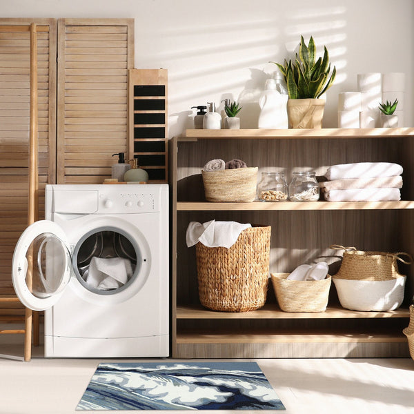 Trans Ocean Liora Manne Capri Wave Indoor/Outdoor Area Rug – Stunning Coastal Design For Elegant Spaces Blue Polyester,Acrylic Cap34175504