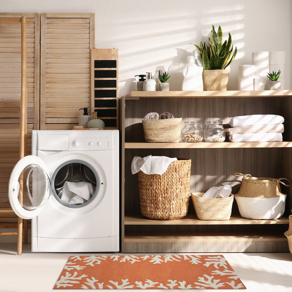 Trans Ocean Liora Manne Capri Coastal Indoor/Outdoor Area Rug - Vibrant Tropical Design For Any Space Orange Polyester,Acrylic Capr5162017