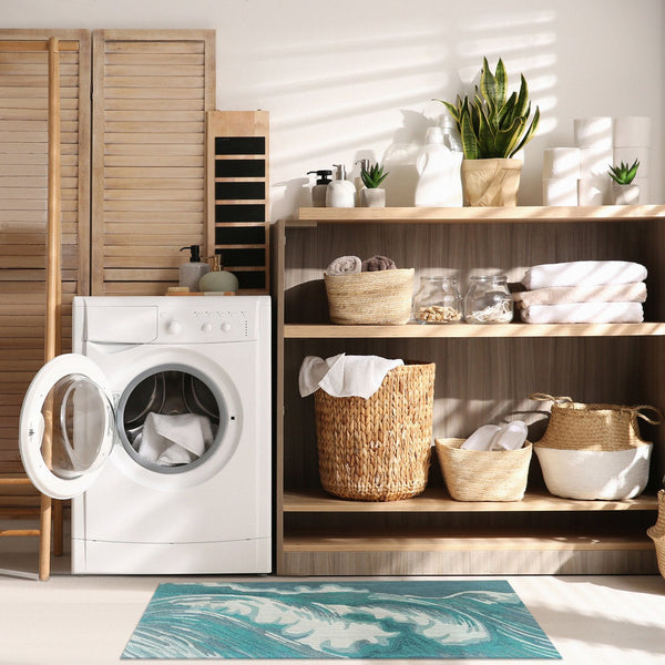 Trans Ocean Liora Manne Capri Wave Indoor/Outdoor Area Rug – Stunning Coastal Design For Elegant Spaces Blue Polyester,Acrylic Capr5175594