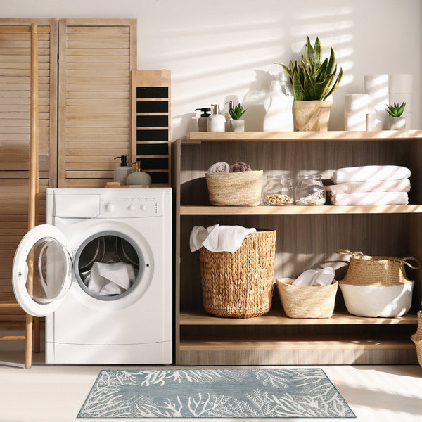 Trans Ocean Liora Manne Carmel Reef Border Indoor/Outdoor Area Rug - Elegant Coastal Design For Any Space Blue Polypropylene,Polyester Crer5849804