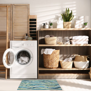 Trans Ocean Liora Manne Esencia Wave Indoor/Outdoor Mat - Contemporary Abstract Design In Soothing Blue Hues Blue Polypropylene,Polyester Ecn23966204