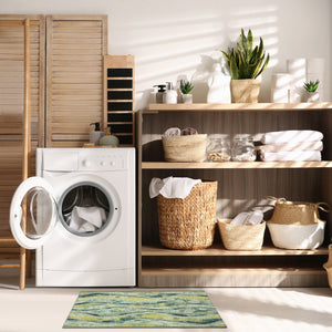 Trans Ocean Liora Manne Esencia Wave Indoor/Outdoor Mat - Contemporary Abstract Design In Soothing Blue Hues Green Polypropylene,Polyester Ecn23966206