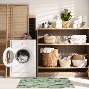 Trans Ocean Liora Manne Esencia Wave Indoor/Outdoor Mat - Contemporary Abstract Design In Soothing Blue Hues Green Polypropylene,Polyester Ecnr5966206