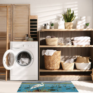 Trans Ocean Liora Manne Frontporch Egret Indoor/Outdoor Mat - Durable, Hand-tufted Rug With Marsh Scene Design Blue Polyester,Acrylic Ftpr5472403