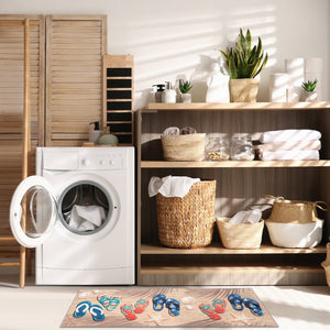 Trans Ocean Liora Manne Impressions Beachside Flip Flops Indoor Mat – Whimsical Coastal Decor For Your Home Natural Polyester Iprr5292712