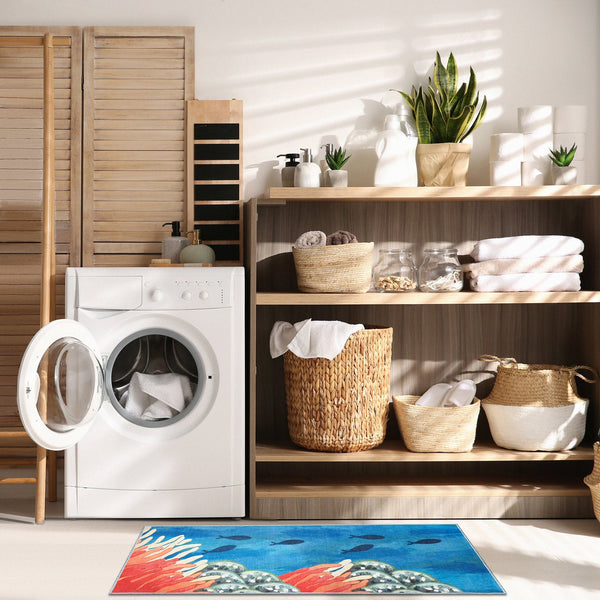 Trans Ocean Liora Impressions Reef Border Indoor Mat - Vibrant Coastal Design For A Mythical Home Atmosphere Blue Polyester Iprr5293404