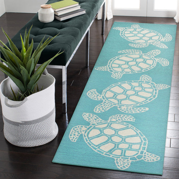 Trans Ocean Liora Manne Capri Turtle Handmade Indoor/Outdoor Area Rug - Vibrant Coastal Design For Any Space Blue Polyester,Acrylic Capr8163404