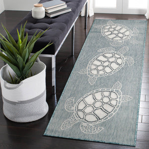 Trans Ocean Liora Manne Carmel Coastal Turtle Indoor/Outdoor Area Rug - Vibrant Beach Style For Any Space Blue Polypropylene,Polyester Crer5841304