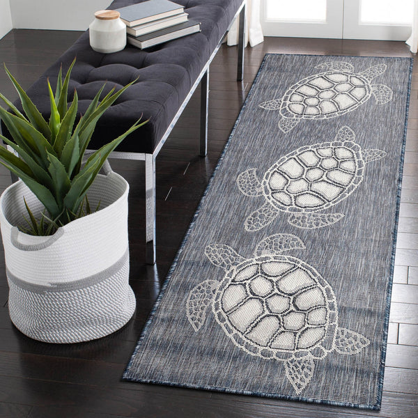 Trans Ocean Liora Manne Carmel Coastal Turtle Indoor/Outdoor Area Rug - Vibrant Beach Style For Any Space Navy Polypropylene,Polyester Crer5841333