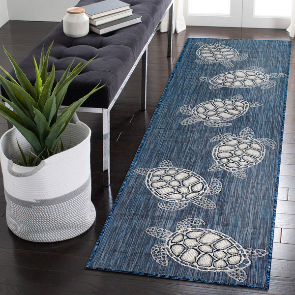 Trans Ocean Liora Manne Carmel Coastal Turtle Indoor/Outdoor Area Rug - Vibrant Beach Style For Any Space Navy Polypropylene,Polyester Crer8841333