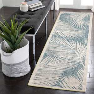 Trans Ocean Liora Manne Carmel Fronds Botanical Indoor/Outdoor Area Rug - Elegant Transitional Design For Any Space Blue Polypropylene,Polyester Crer5847404