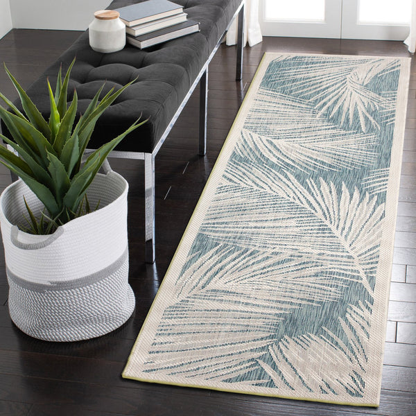 Trans Ocean Liora Manne Carmel Fronds Botanical Indoor/Outdoor Area Rug - Elegant Transitional Design For Any Space Blue Polypropylene,Polyester Crer5847404