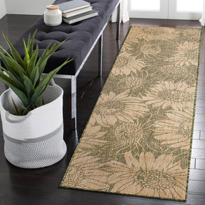 Trans Ocean Liora Manne Carmel Sunflower Field Area Rug - Transitional Botanical Design For Indoor & Outdoor Spaces Green Polypropylene,Polyester Crer8848306