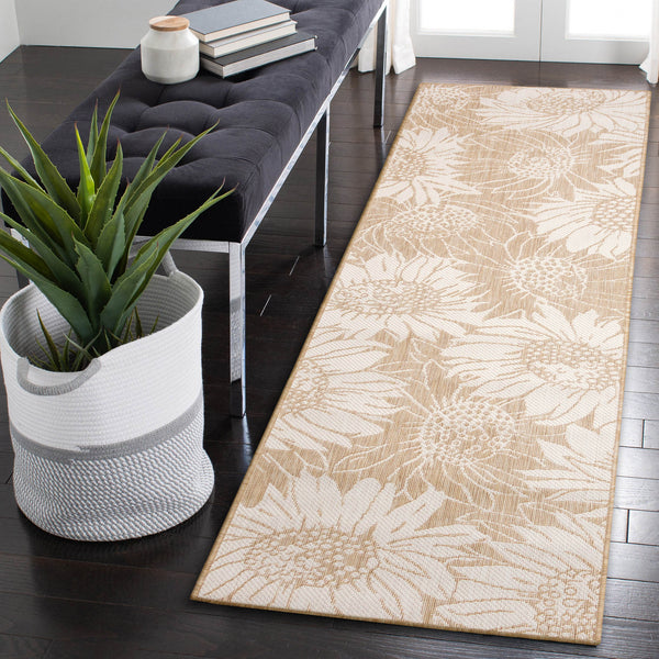 Trans Ocean Liora Manne Carmel Sunflower Field Area Rug - Transitional Botanical Design For Indoor & Outdoor Spaces Beige Polypropylene,Polyester Crer5848312