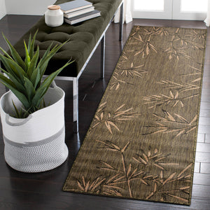 Trans Ocean Liora Manne Carmel Botanical Leaf Indoor/Outdoor Area Rug With Elegant Bamboo Border Design Green Polypropylene,Polyester Crer8848806