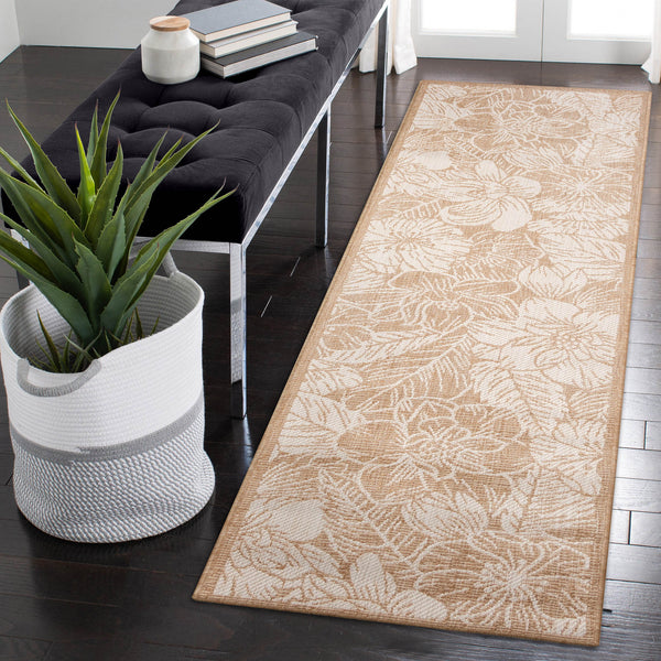 Trans Ocean Liora Manne Carmel Botanical Indoor/Outdoor Area Rug - Elegant Tropical Floral Design For Any Space Beige Polypropylene,Polyester Crer5849112